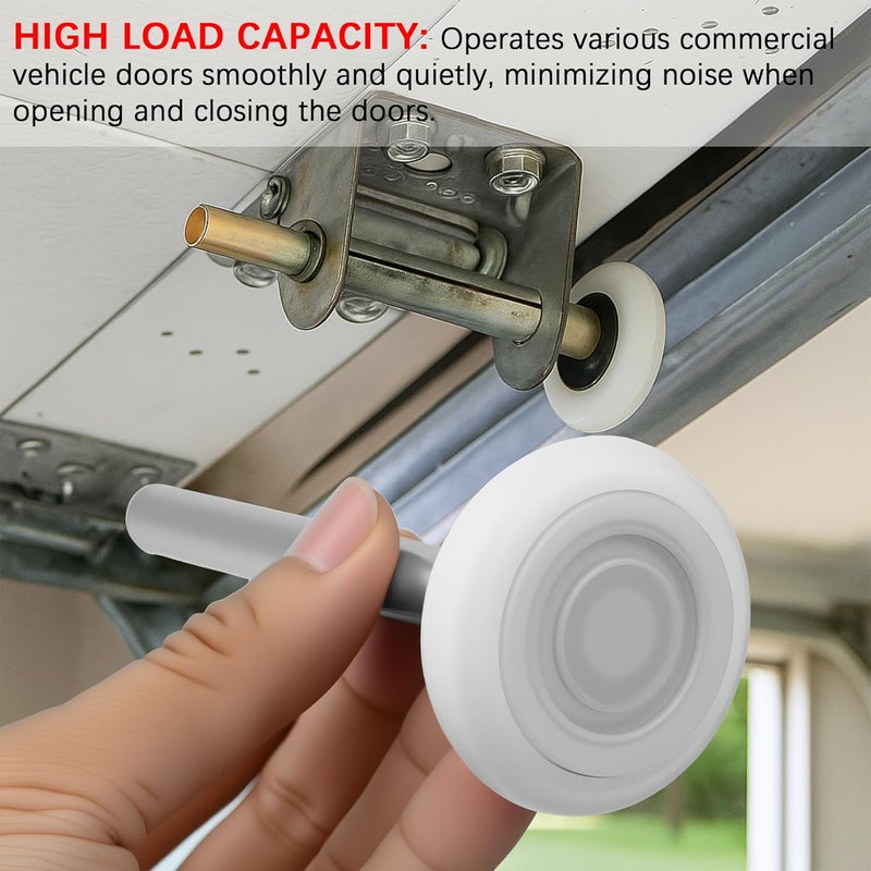 Mindoub 10 Pack 4" Stem 2" White Nylon Garage Door Roller with Protective Sealed-Cap(Dustproof), Ultra Quiet & Long-Lasting, Commercial High Load Capacity, Double Sealed Bearings - Image 4